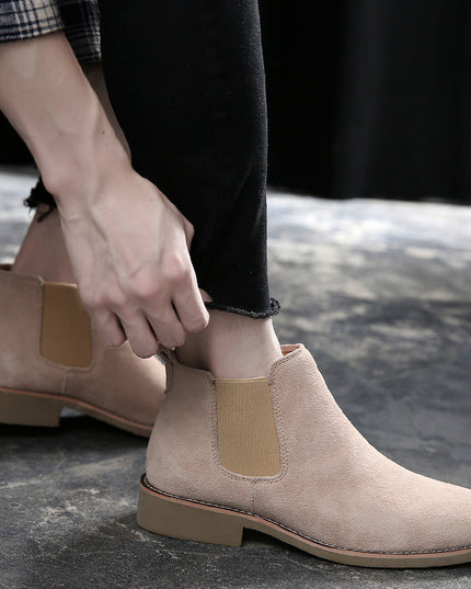Men's pointed toe suede frosted Martin boots