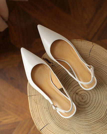 Women's Leather Covered Toe Sandals With High Heels