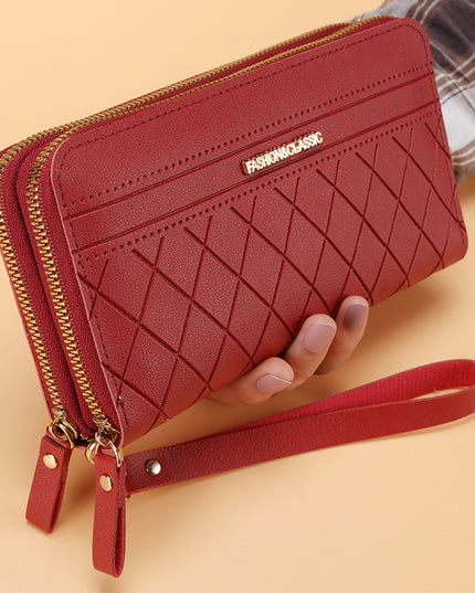 Women's Simple Double Zipper Multiple Card Slots Long Wallet
