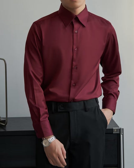 Autumn Black Shirt Men's Long Sleeve Slim Korean Style
