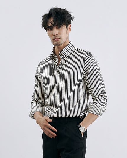 Men's Korean-style Vertical Stripes Trendy Pu Shuai Shirt Business Casual Shirt