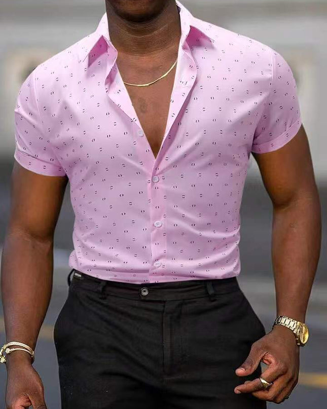 Breathable Stretch Thin Printed Short-sleeved Men's Shirt