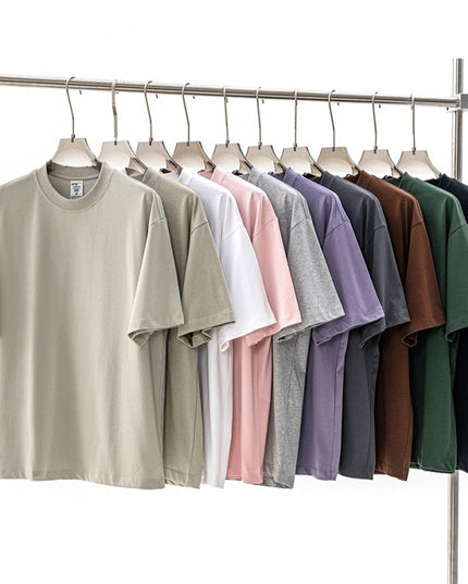 Street Long-staple Cotton Solid Color Short Sleeve