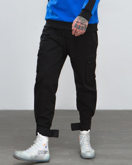 High Street Tide brand multi-pocket function overalls men's beam pants Harlan feet casual pants hiphop lantern pants tide