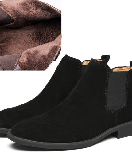 Men's leather pointed toe high-top boots