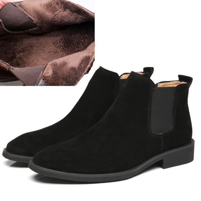 Men's leather pointed toe high-top boots