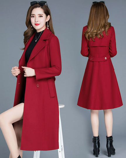 Thickened Woolen Coat Women's Mid-length