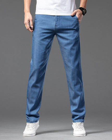 High-end Lyocell Jeans Men's Thin Straight