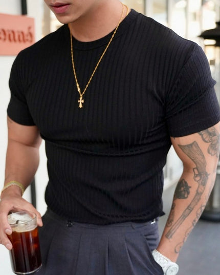 Men's Summer Sports Fitness Casual Round Neck Stretch Crew Neck Short Sleeve