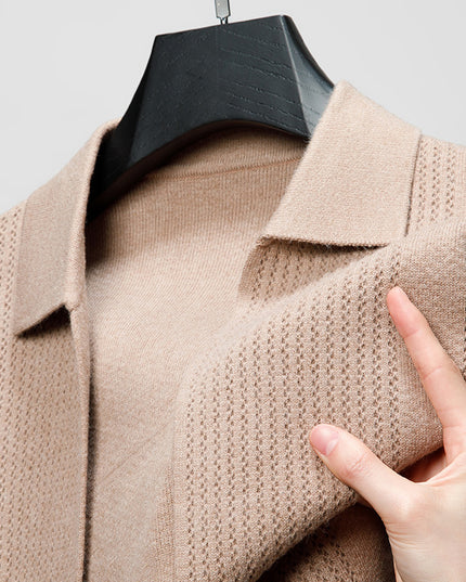 Pure Color Knitted Cardigan For Young Men Korean Style Sweater Lapel