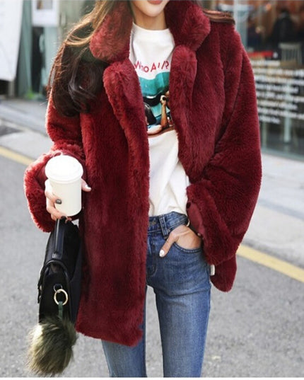Winter Korean Female Fur Coat Short Soft Rabbit Fur Jacket Long-Sleeved Shaggy Thicken Warm Women Fashion Outwear