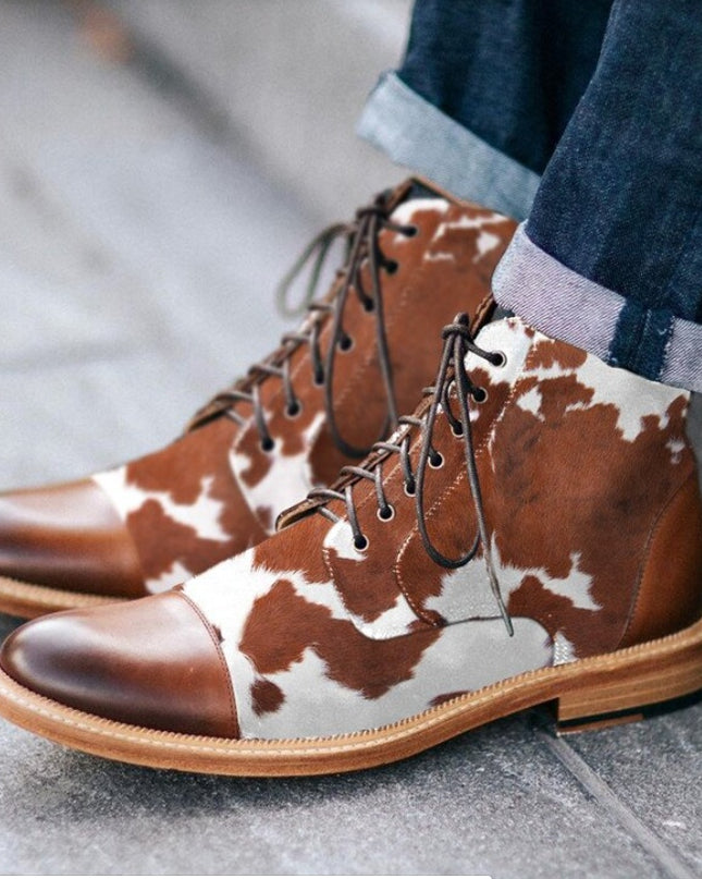 Spring Low Heel Front Lace Up Low Tube Martin Boots Men's Shoes
