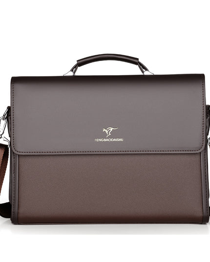 Men's Horizontal Leather Portable Briefcase