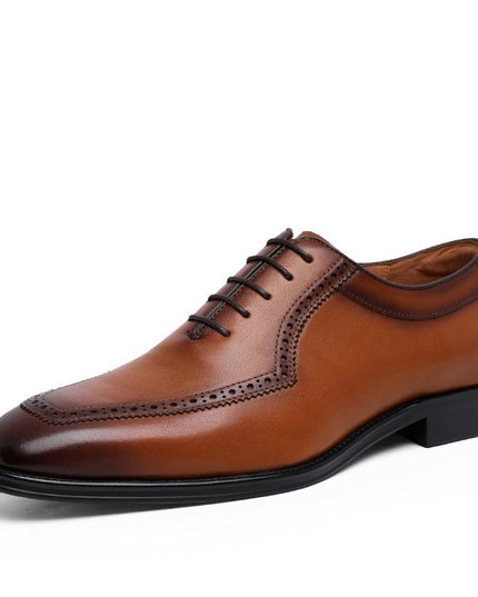 Retro Soft Sole Leather Square Toe Breathable Oxford Business Shoes