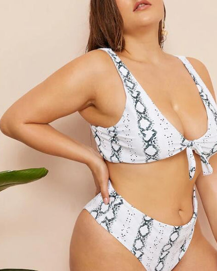 Sexy plus size knotted high waist ladies swimwear