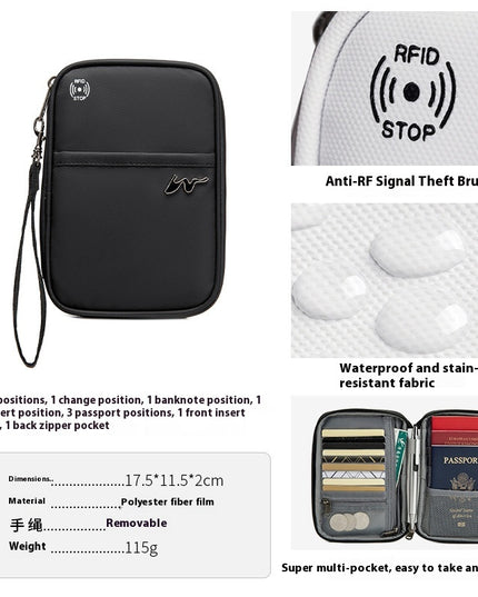 Travel Storage Travel Portable RFID Anti-theft Swiping Passport Case Document Package