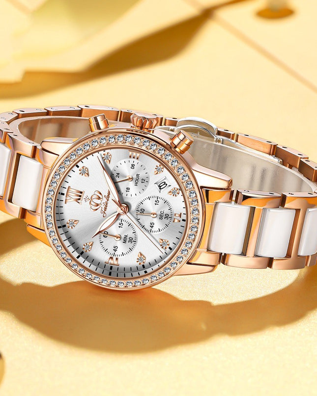 Simple Rhinestone Quartz Watch Waterproof Women's Watch