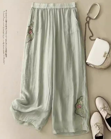 Cropped Pants Cotton Linen Casual Pants Chinese Ethnic