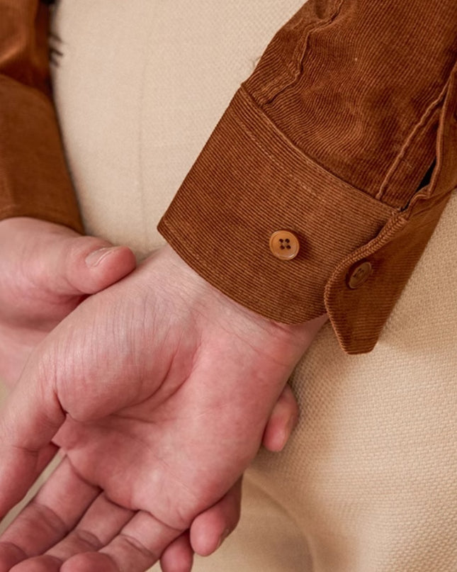 Cotton Corduroy Long-sleeved Shirt American Japanese Style