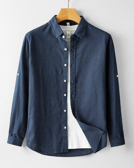 Summer Men's Cotton And Linen Casual Long Sleeve Shirt Thin