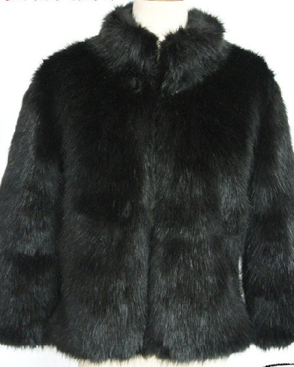 Faux Fur Jacket Fox Fur Warm Winter Stand Collar Slim Jacket