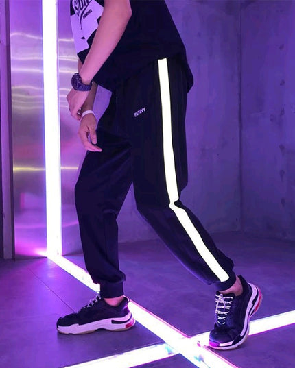 Reflective summer new men's sports pants students wild loose casual pants nine pants