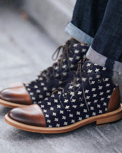 Men's Martin Boots Embroidered Large Size