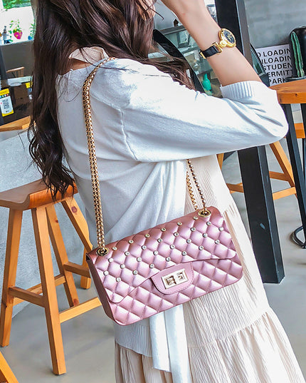 Diamond Chain One-Shoulder Diagonal Small Square Bag