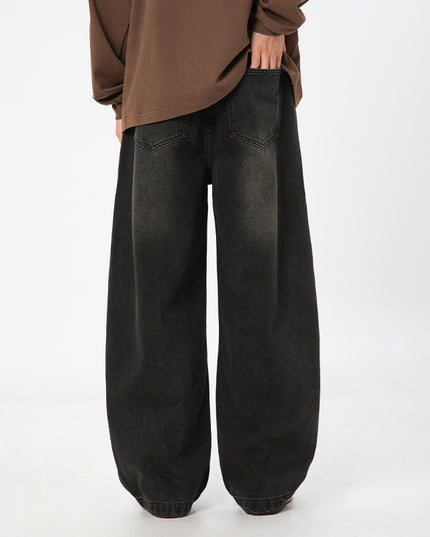 Washed Distressed Split Design Machete Jeans