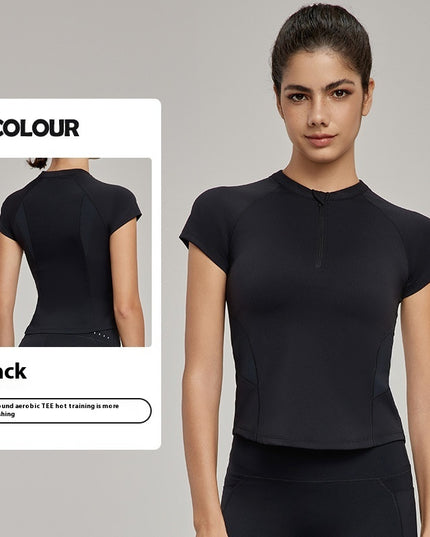 Breathable Sports Short-sleeved T-shirt Women's Waist Workout Top