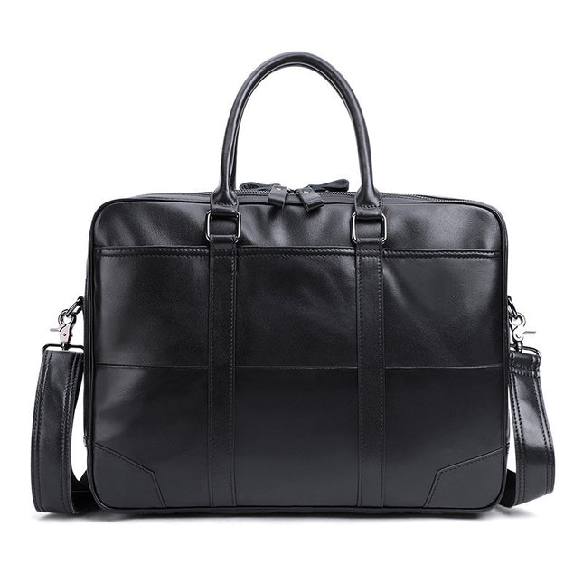 Leather Men’s Briefcase | Business Messenger Bag, 15-Inch Laptop Compatible