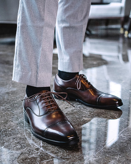 Handmade Men's Top Layer Cowhide Breathable Oxford Shoes