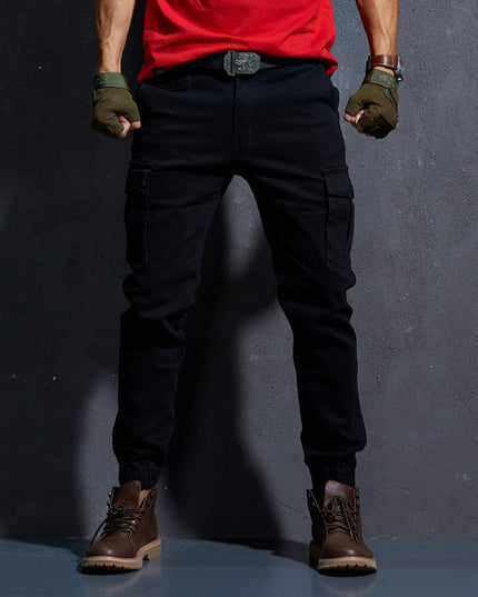 Men's slim solid color trousers