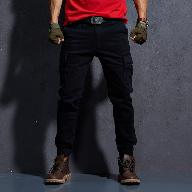 Men's slim solid color trousers