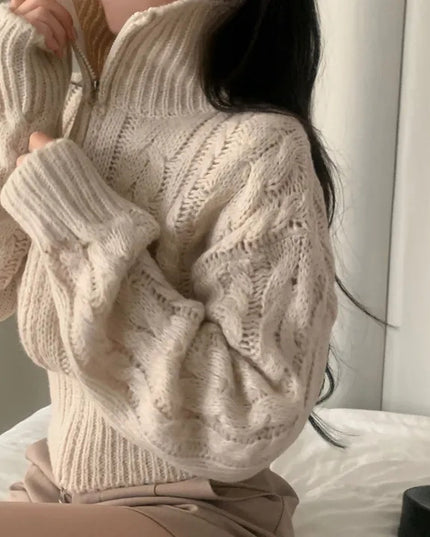 Early Sweater Coat Slim Fit Slimming V-neck Long Sleeve Top