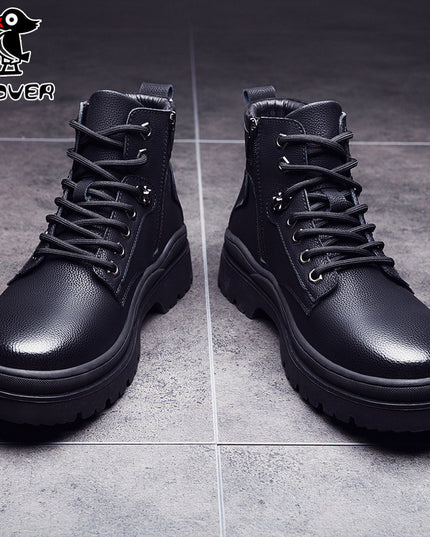 Plover Autumn And Winter Round Head Black Spot Leather Casual