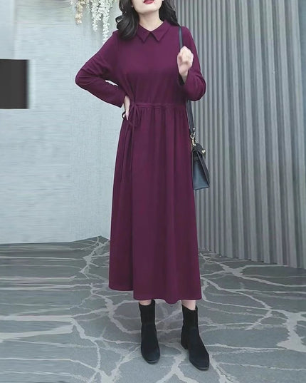 Fashionable High-end Solid Color Autumn And Winter New Plus Size Dress