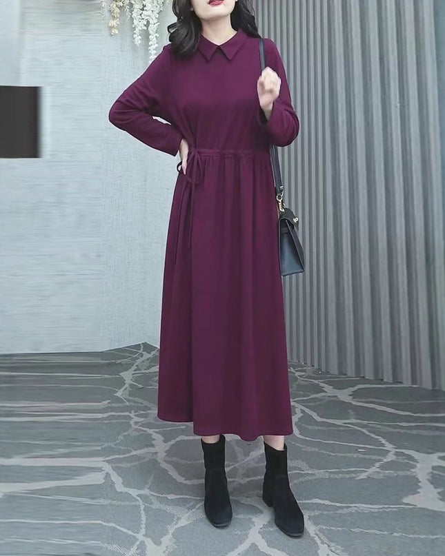 Fashionable High-end Solid Color Autumn And Winter New Plus Size Dress