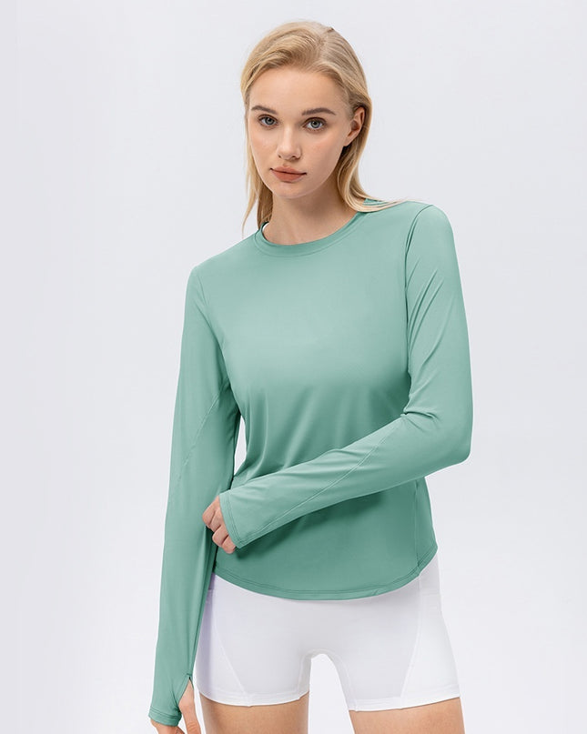 Women's Ice Silk Sun Protection Sports Long Sleeve Running Fitness