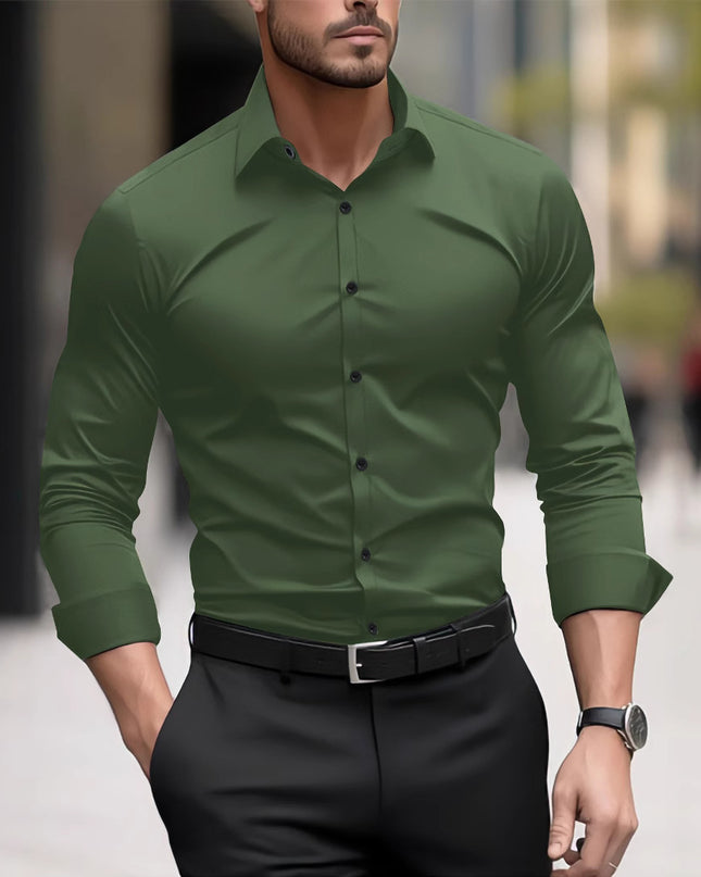 Men's Pigment Business Casual Long Sleeve Shirt