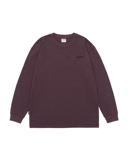 Pure Color Slub Cotton Long Sleeve T-shirt Simple Embroidered Crew Neck Cotton Base Shirt
