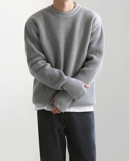New Korean Style Trendy Loose Round Neck Knitted Coat