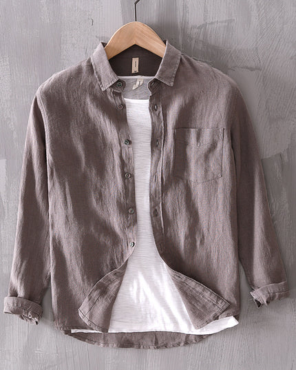 Cotton And Linen Men's Long-sleeved Casual Shirt
