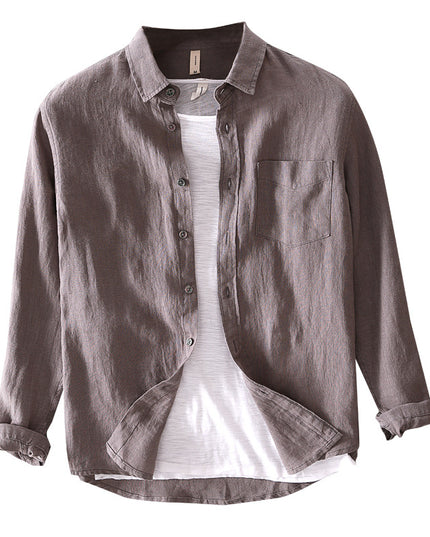 Cotton And Linen Men's Long-sleeved Casual Shirt