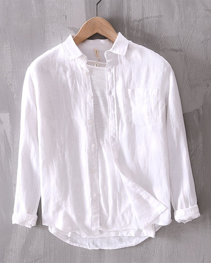 Cotton And Linen Men's Long-sleeved Casual Shirt