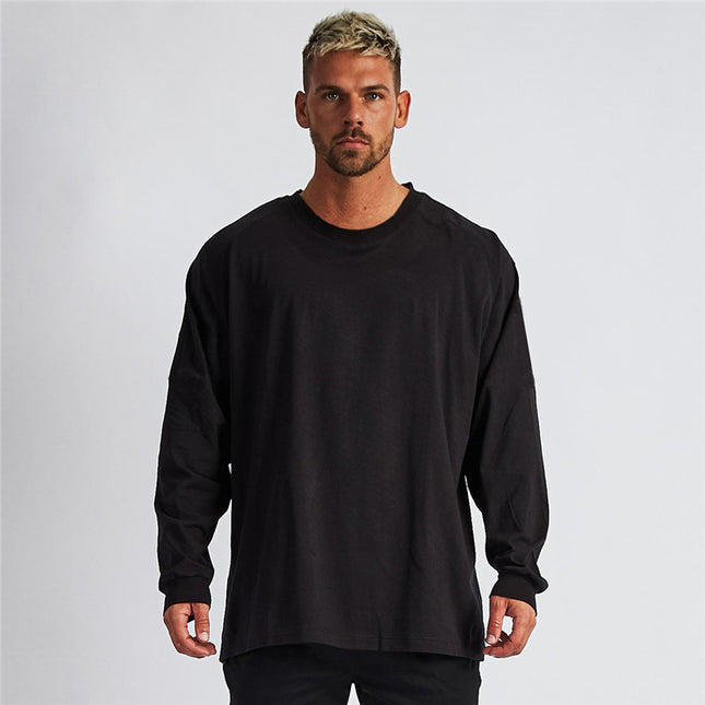 Men's Oversize Loose Fit Fitness Long Sleeve T-shirt
