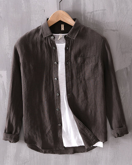Cotton And Linen Men's Long-sleeved Casual Shirt