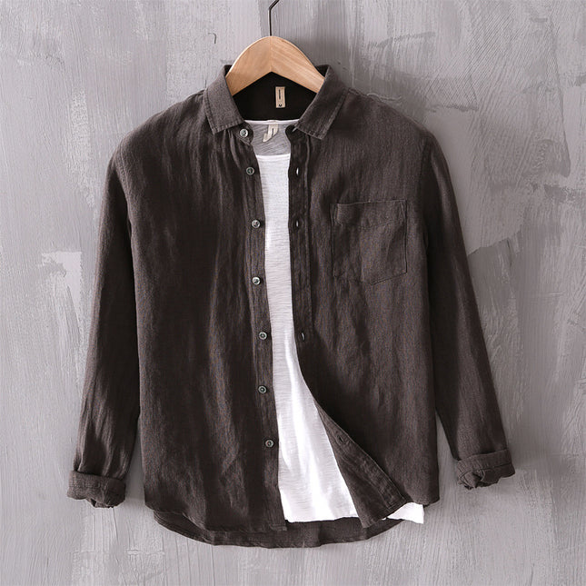 Cotton And Linen Men's Long-sleeved Casual Shirt