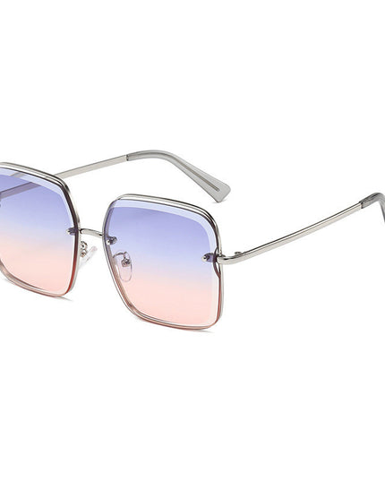 Rimless cut square sunglasses for women