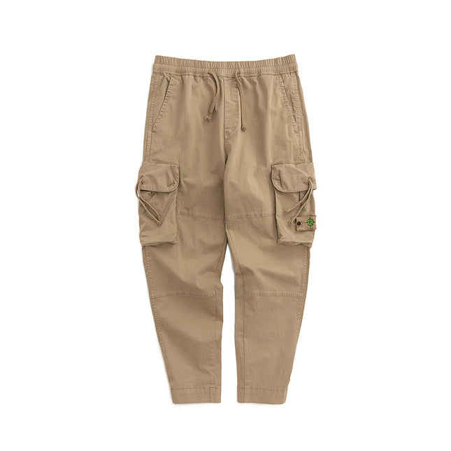 Workwear men's multi-pocket pants elastic waist